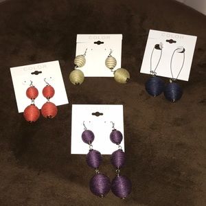 4pr of multiple colored pierced earrings